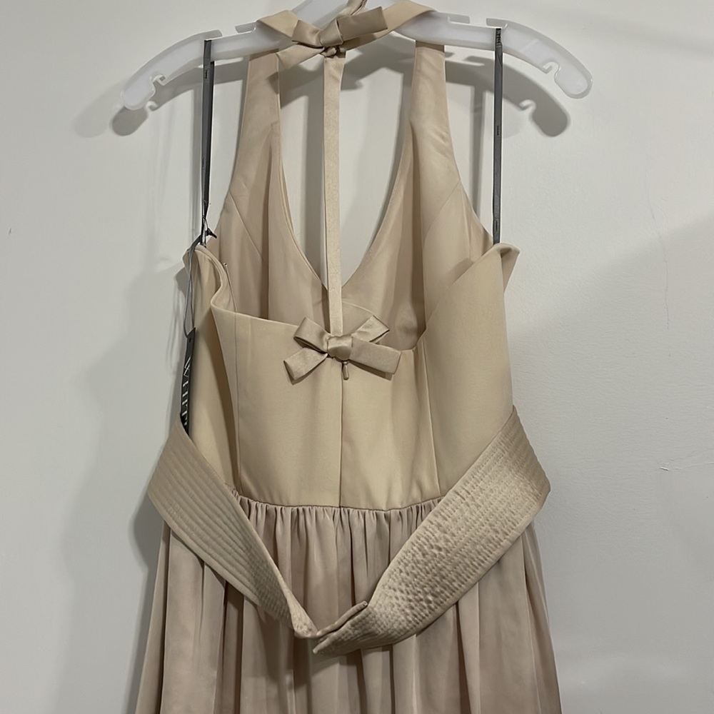 Vera Wang Long Halter V Neck Bridesmaid Dress - Picture 3 of 5